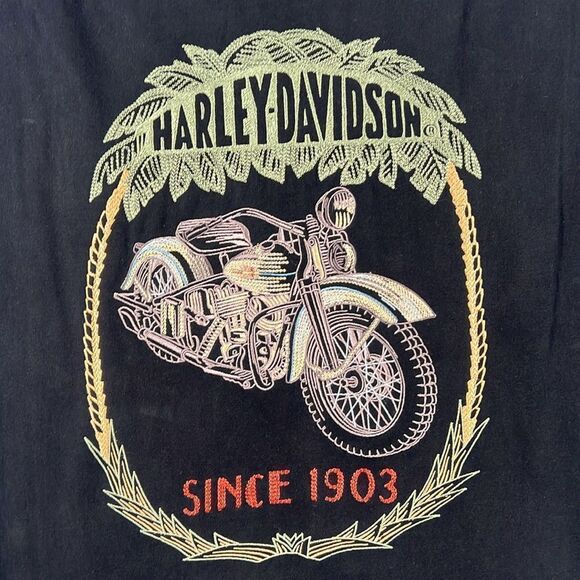 🔥🔥 Vintage HARLEY-DAVIDSON Hawaiian Silk SS Button Down Shirt Sz Lg - PERFECT - Picture 6 of 11